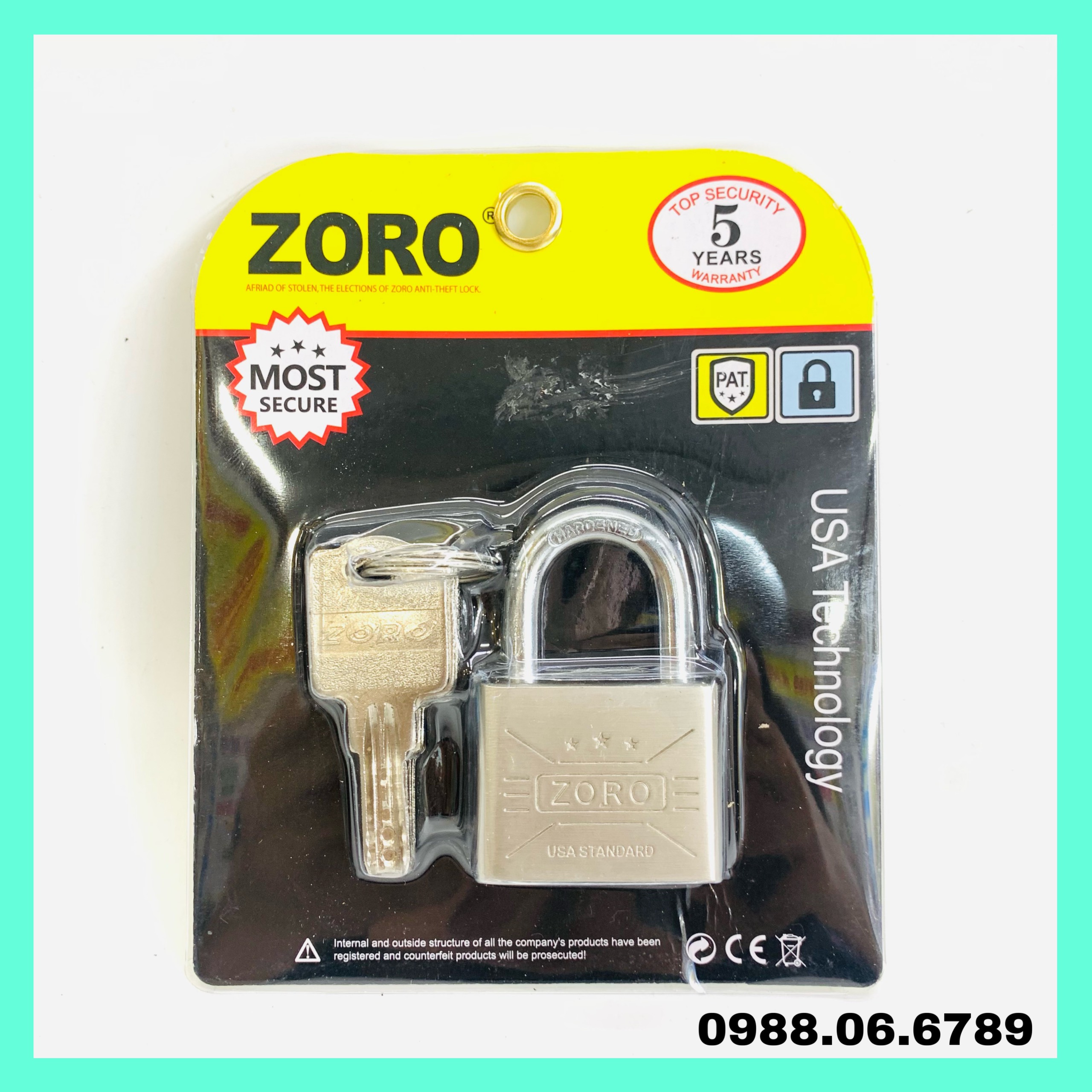 Ổ khóa ZORO 4 phân ,chìa muỗng ⚡chính hãng⚡ ổ khóa chống trộm cao cấp công nghệ Mỹ - ổ khóa cửa nhà chống rỉ sét,chống nước, bảo hành 5 năm