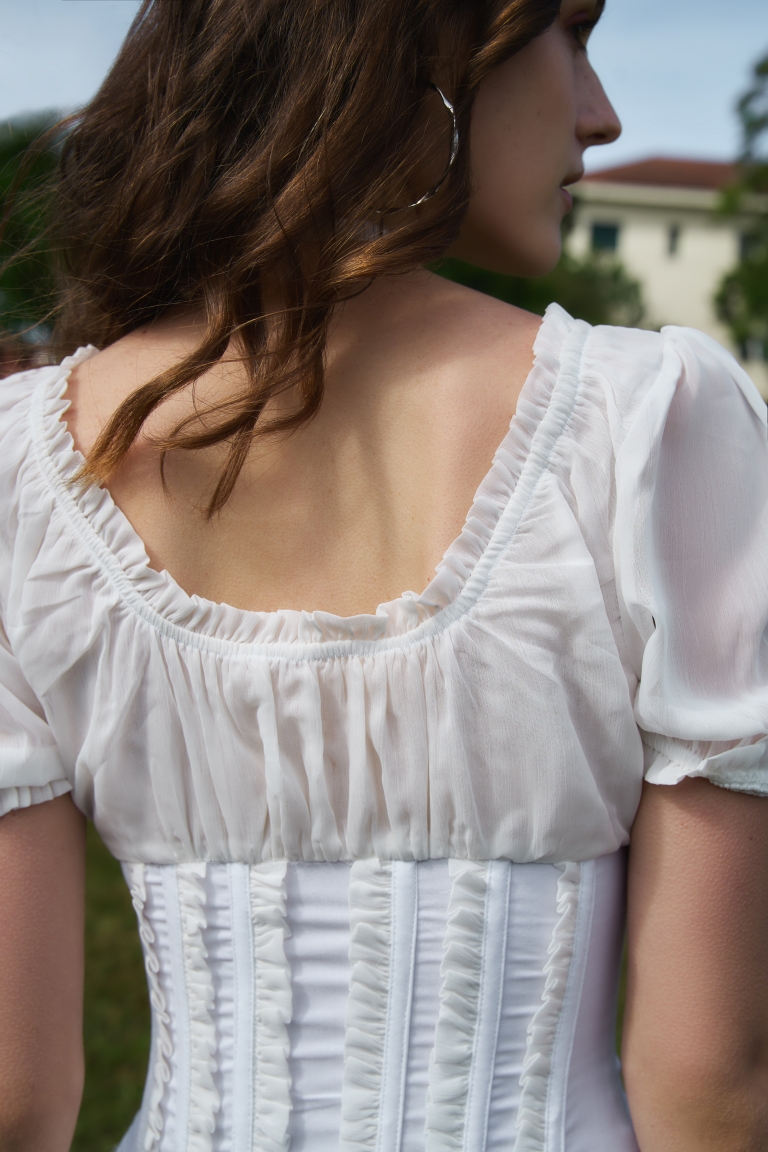 DAPHALE - Áo Corset Ôm Eo Tay Phồng Armanda