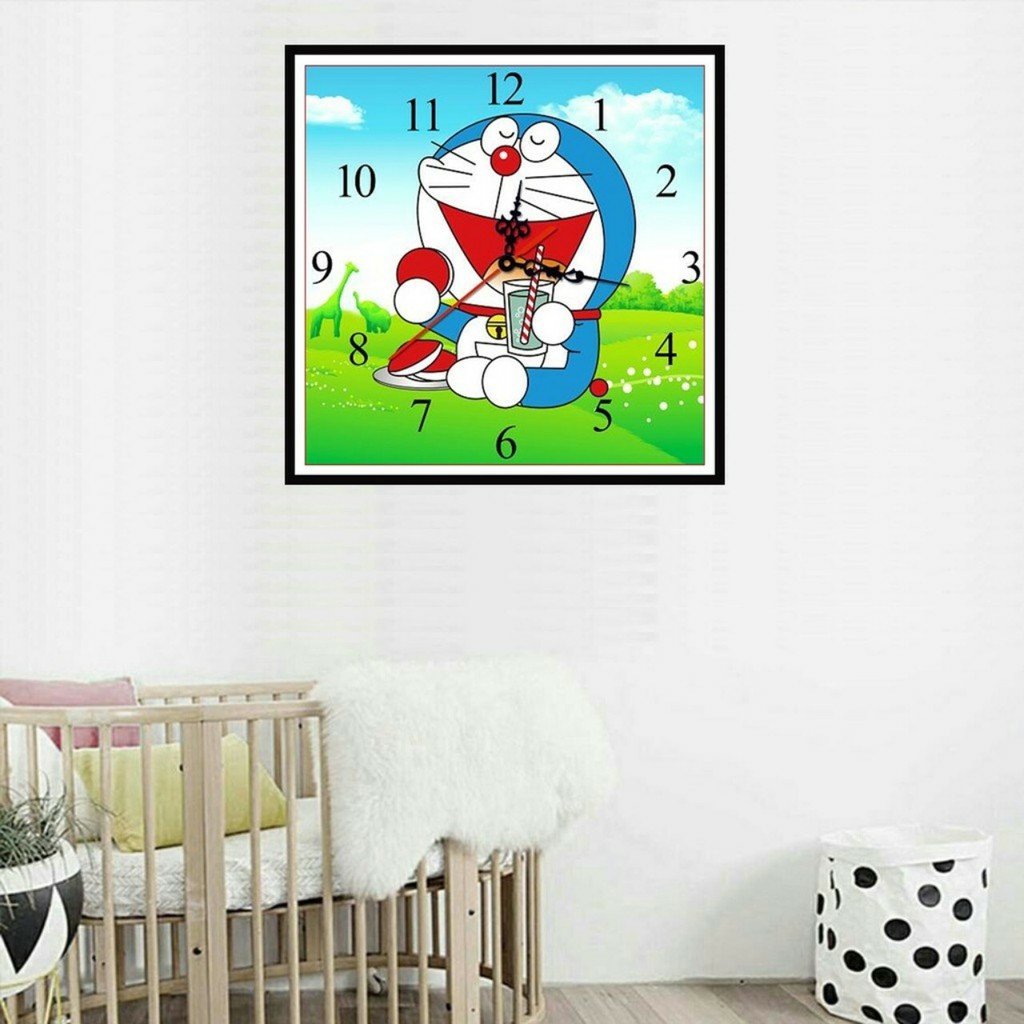 tranh đính đá đồng hồ Doremon 40x40cm - VS224