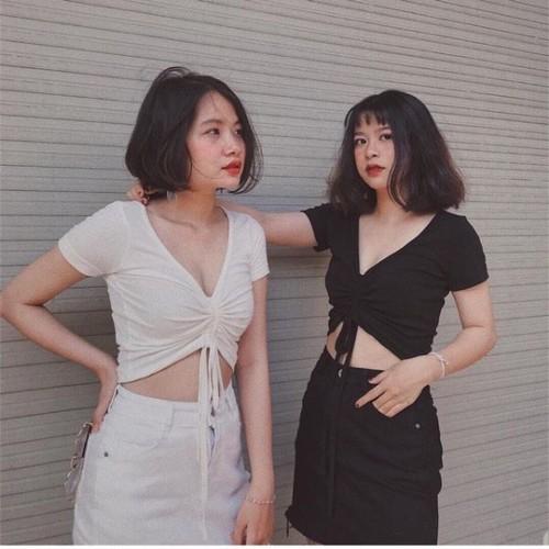 Áo Croptop Tay ngắn rút dây