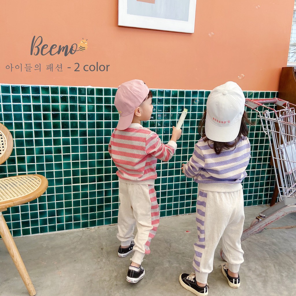 Bộ bomber áo kẻ cho bé trai/bé gái Beemo 20B077