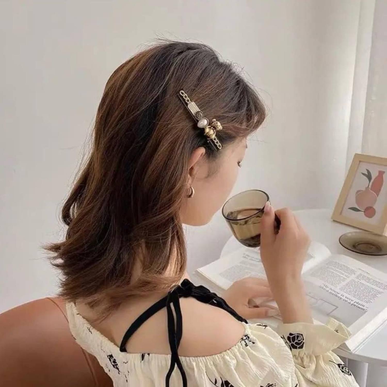 Set 5 kẹp tóc thời trang Hàn Quốc [ Set 5 kẹp tóc đính đá màu đen ] #KT005 - [ MÃ C706 - SET 5 KẸP ĐEN ]