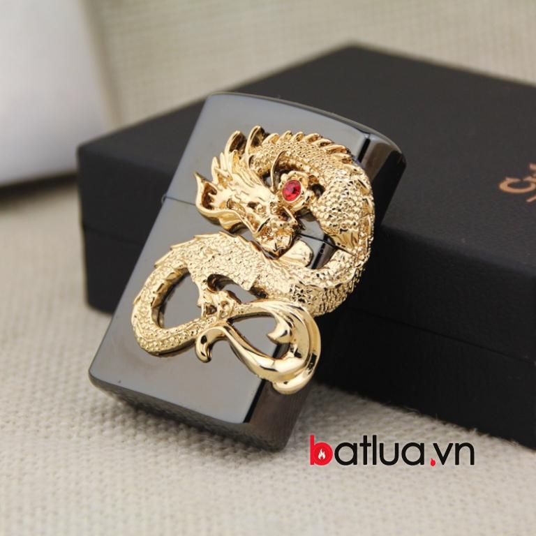 Bật Lửa Chief ốp rồng mạ vàng 24k