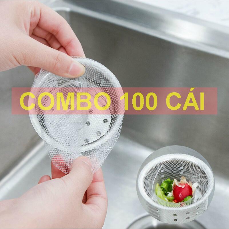 SET 100 túi lọc rác bồn rửa chén, nắp cống 100B501