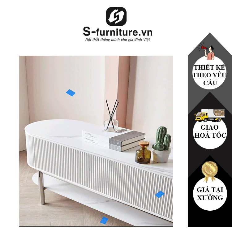 Kệ Tivi kích thước đa dạng màu sắc trắng sang trọng, Kệ tivi phòng khách hiện đại, tiện lợi S-FURNITURE KTV01