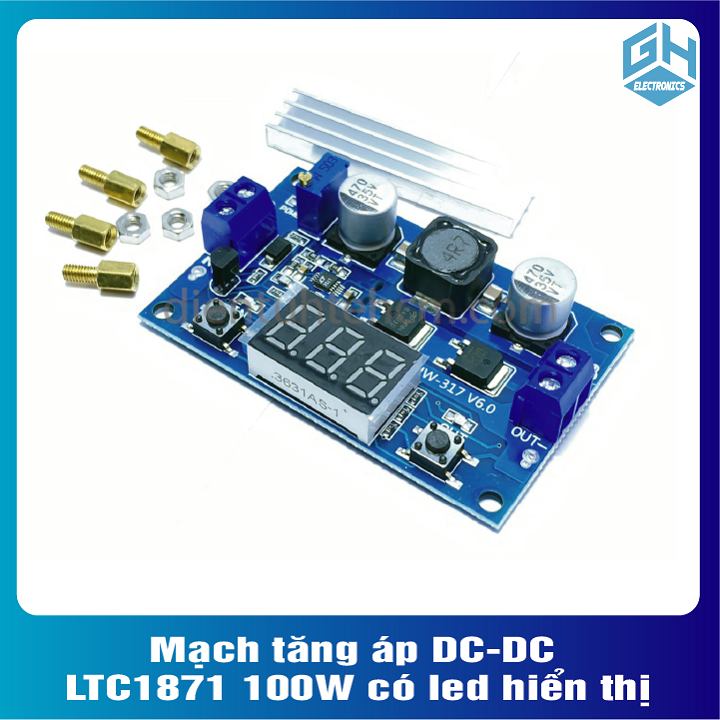 LTC1871 Mạch tăng áp DC-DC 100W có led hiển thị
