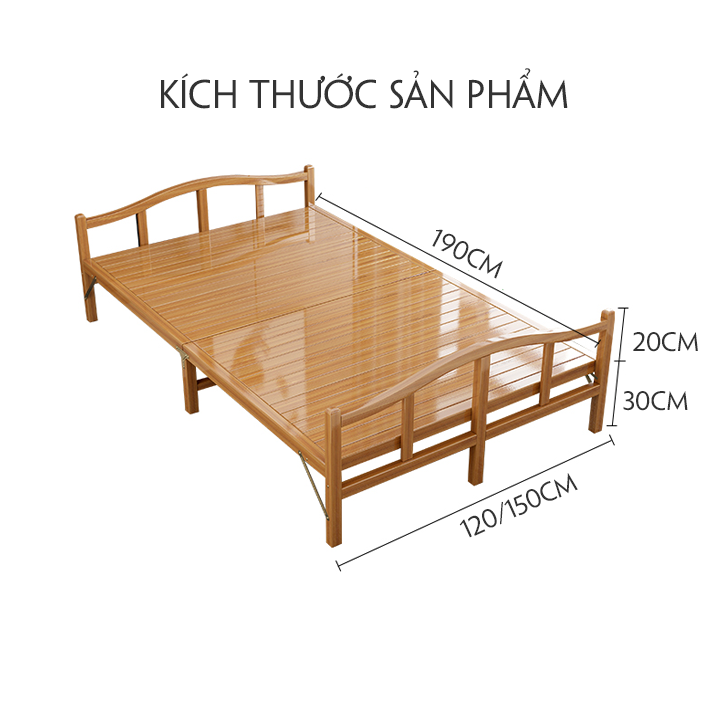 Portable Folding bamboo bed any age (120cm ~ 150cm)