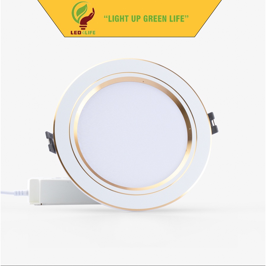 Đèn LED Downlight âm trần Rạng Đông AT10 đổi màu (Viền Vàng-bạc)