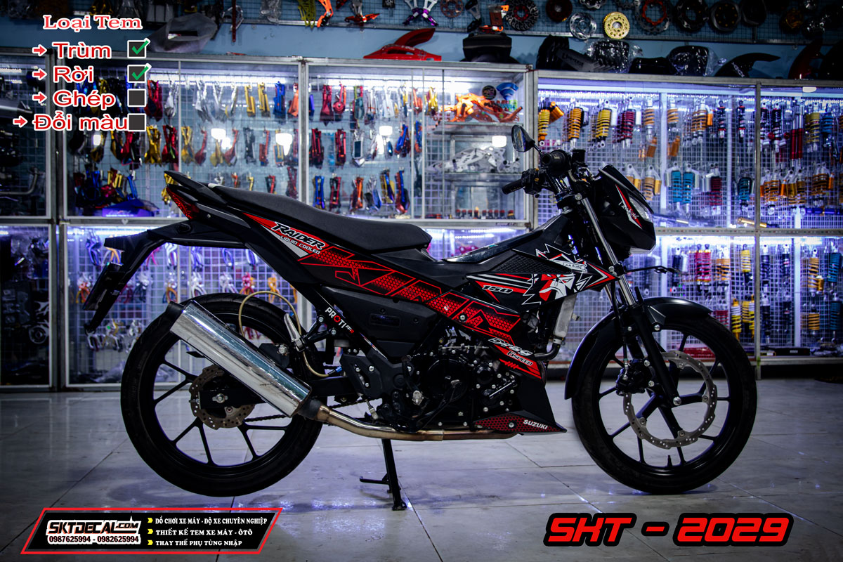 tem rời raider đen đỏ king drag