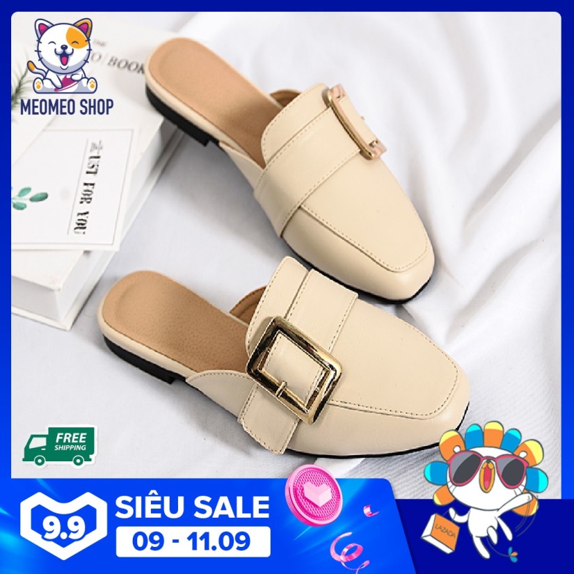 Giày sục nữ Hàn quốc mũi vuông chất liệu da cao cấp Chống nước, đế cao 3 cm mang êm chân , sang trọng, đẹp mắt Hot 2020 giá rẻ