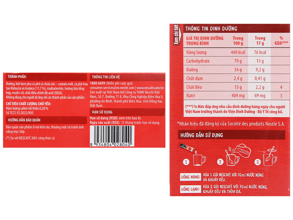 Cà phê sữa NesCafé 3 in 1 đậm đà hài hòa 288g