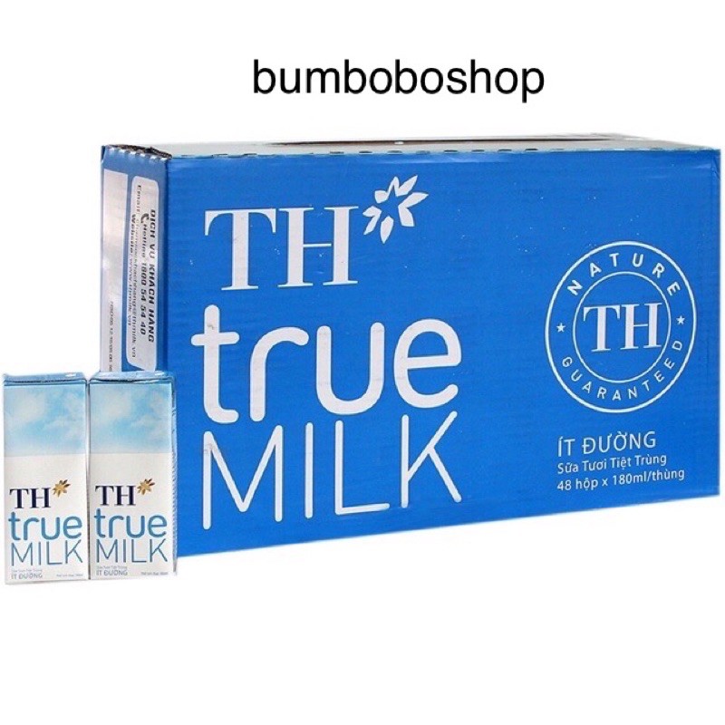[HCM] Sữa TH true Milk ít đường  lốc 4 hộp 180ml