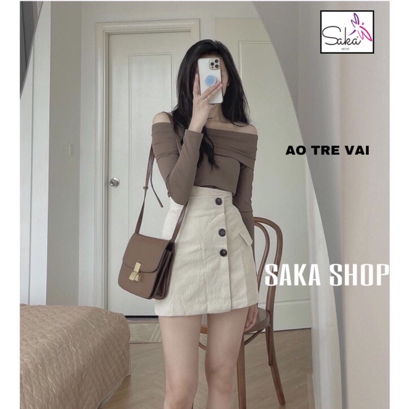Áo thun tay dài trễ vai vải đẹp