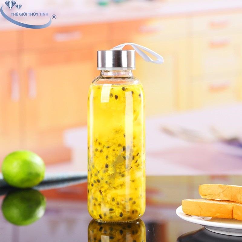 BÌNH THỦY TINH CÓ DÂY XÁCH NHIỀU MÀU 300ML