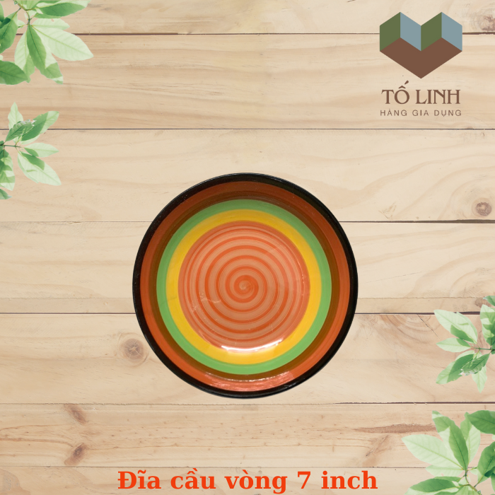 Dĩa Sứ Cao Cấp Cầu Vòng 18cm, Dĩa 7 Ảo Sứ Cầu Vòng 18cm