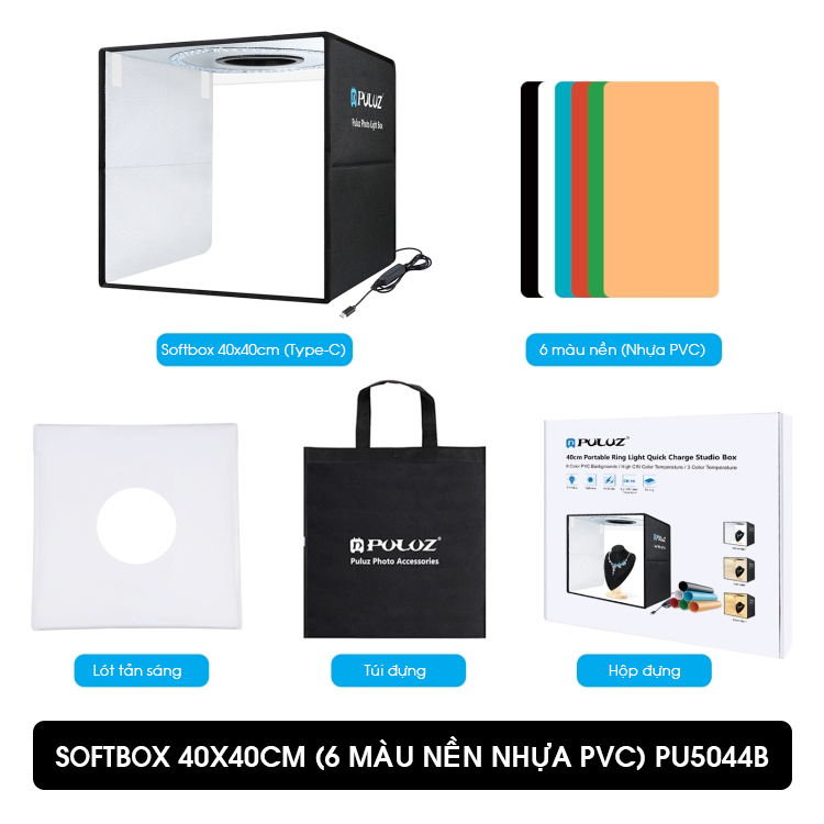 HỘP CHỤP SẢN PHẨM TÍCH HỢP ĐÈN LED 40X40CM PULUZ