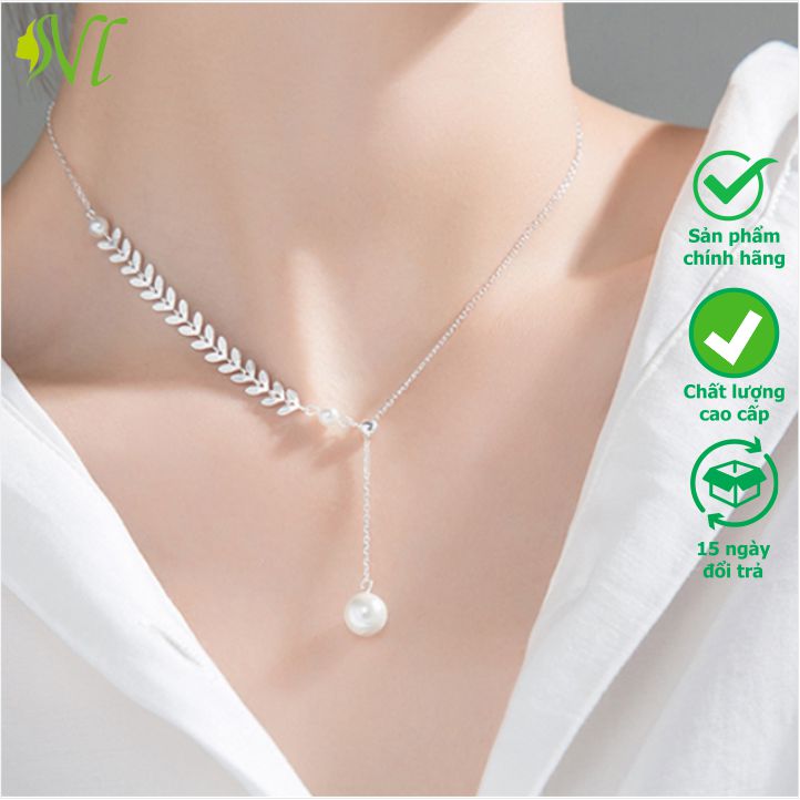 Dây chuyền nữ mạ vàng 18k dây chuyền nữ cá tính ngầu dây chuyền nữ titan dây chuyền nữ titan không gỉ ngọc trai lá lúa không đen Người Đẹp Vì Lụa