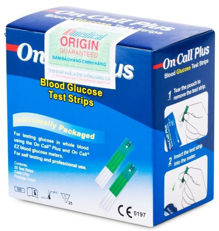 Que thử đường huyết acon on-call plus hộp 25 test
