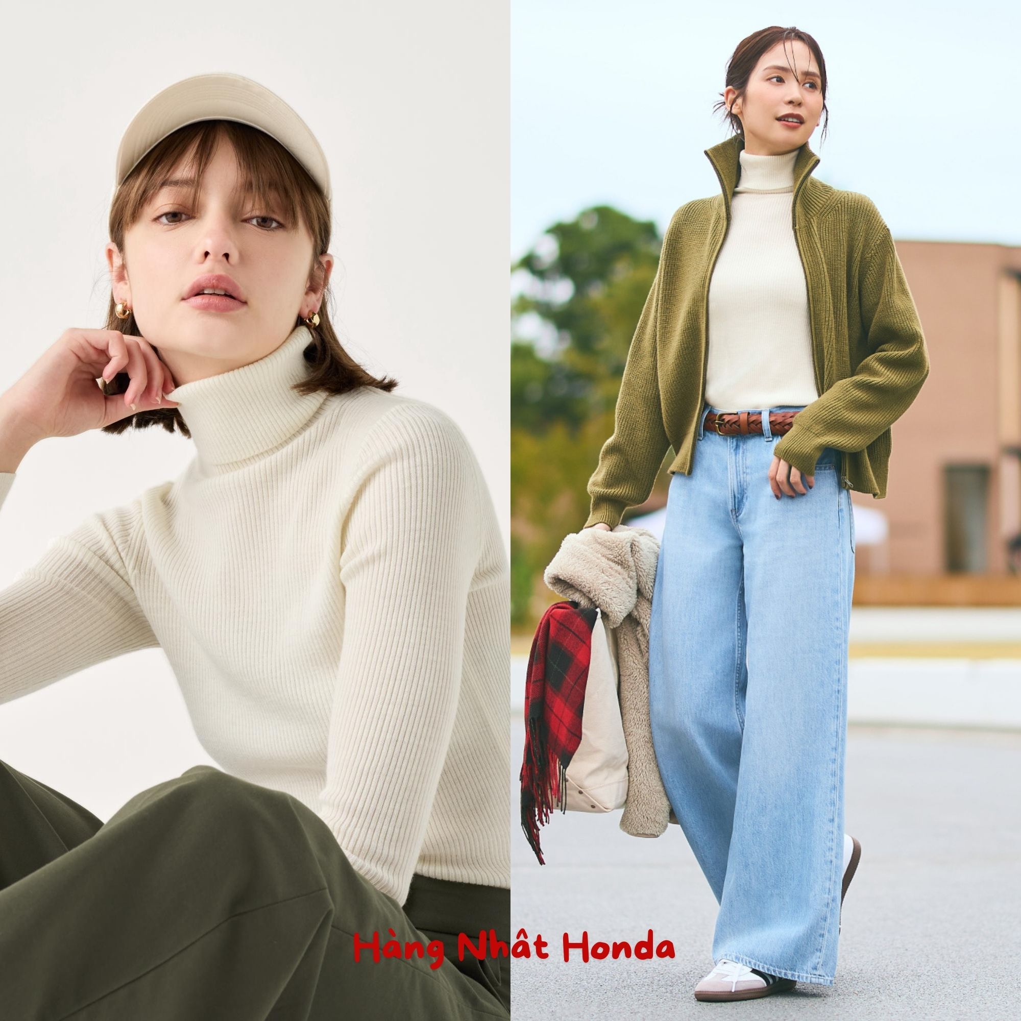 [Auth UniqIo] Áo Len Ôm Dáng Cổ Lọ Siêu Mịn Merino Nữ - Tag Nhật