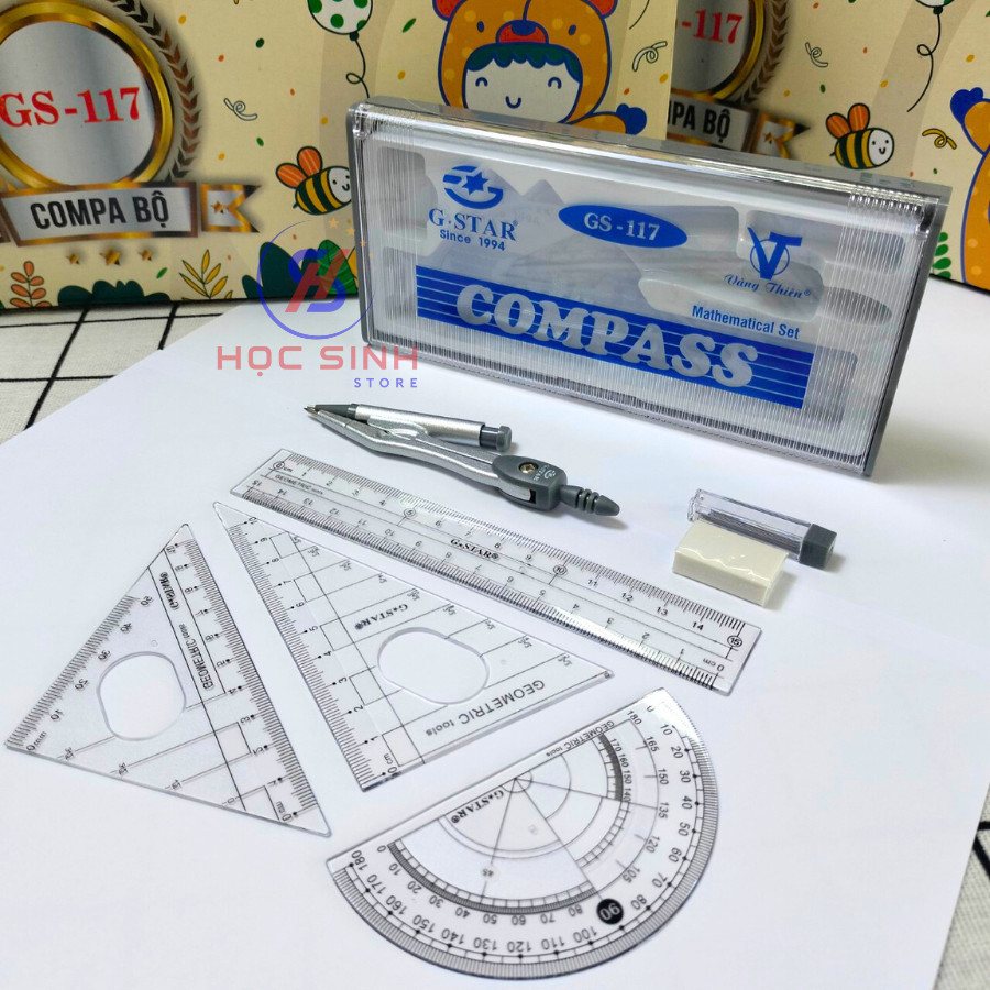 Bộ Compass - Dụng Cụ Vẽ Hình Cao Cấp 7 Món Gstar U117