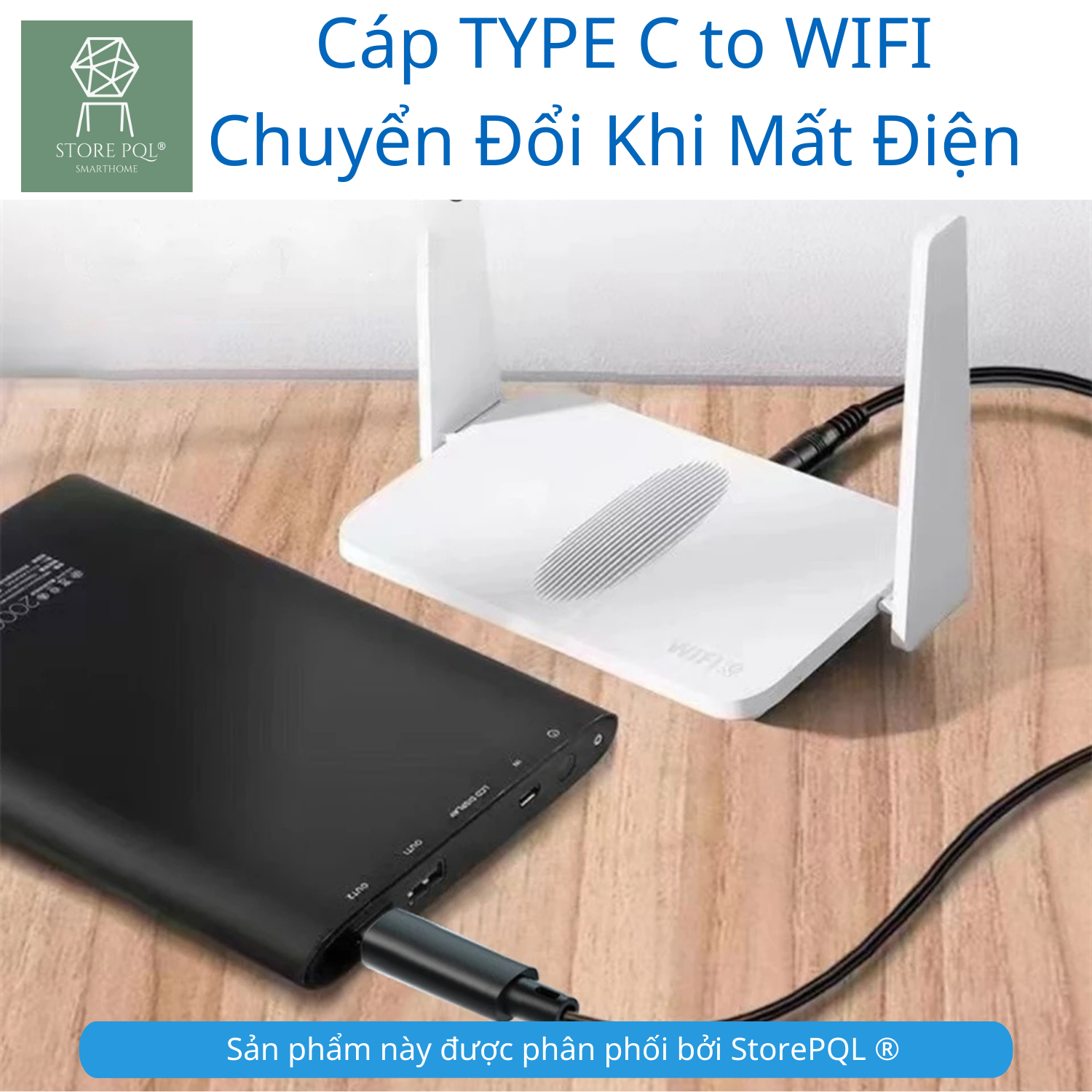PD69 - Cáp chuyển nguồn Type C sang 5.5mm - 12v cấp nguồn cho wifi, modem, router, phát wifi từ pin dự phòng khi mất điện, cúp điện