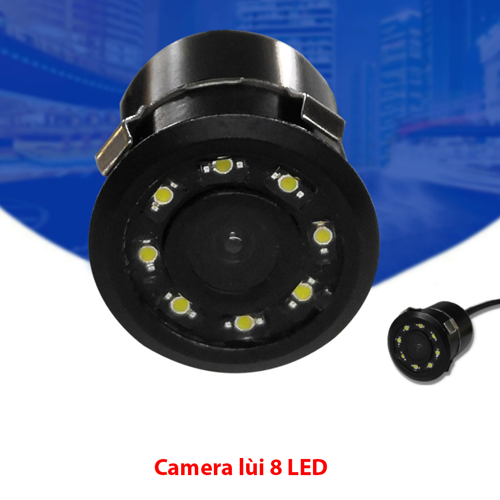 Camera lùi 8 led, chân cắm av, dùng với màn hình dvd, tft, android