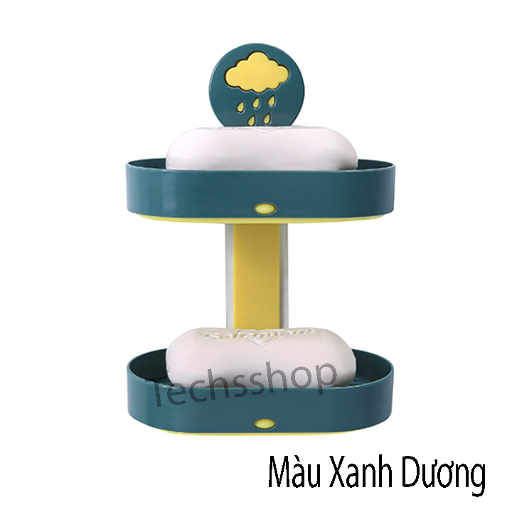 Khay đựng xà phòng 2 tầng dán tường đa năng hình đám mây mưa - Khay nhựa thoát nước - Không cần khoan tường - Kệ để xà bông nhà vệ sinh nhà tắm - Kệ bàn chải để bồn rửa chén