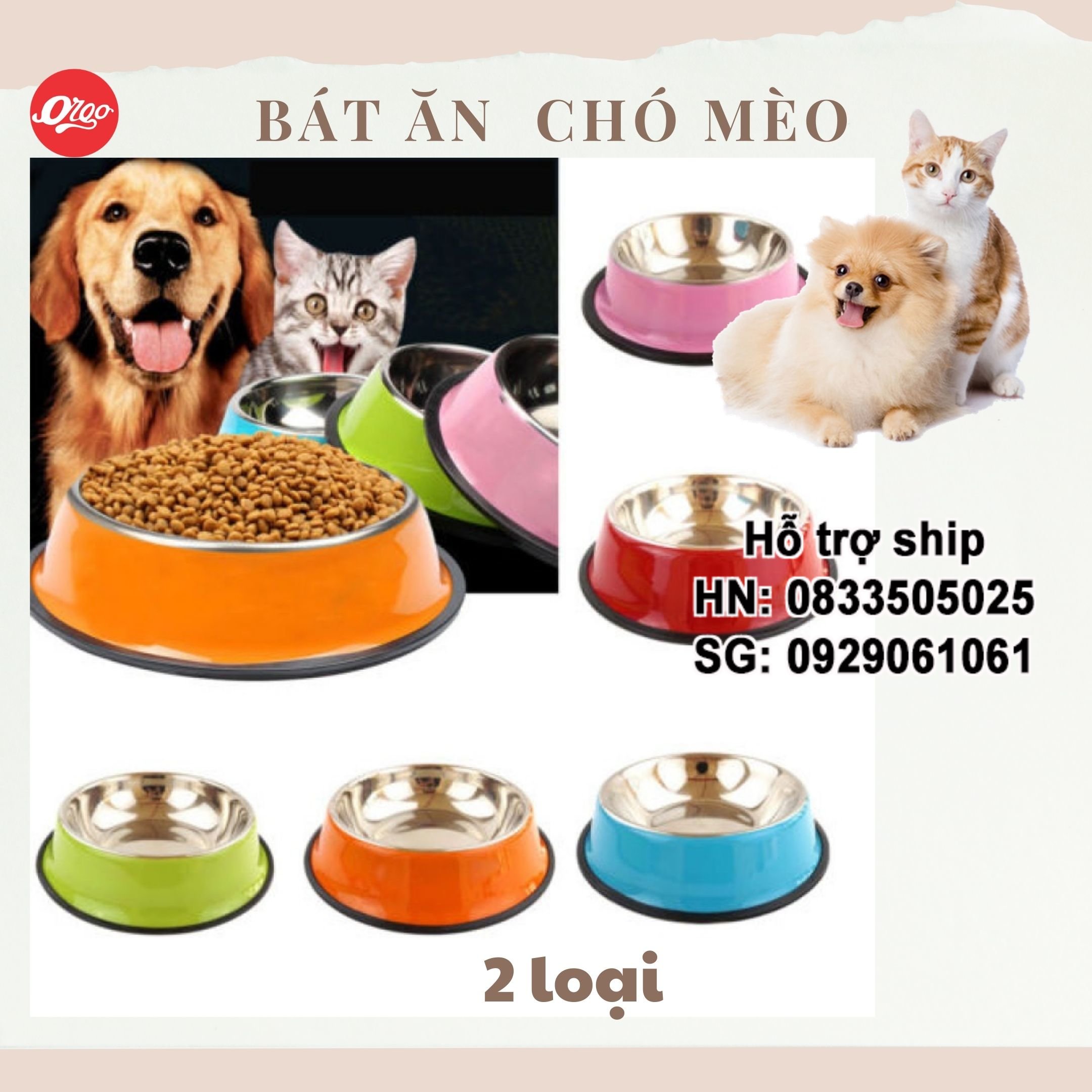 Orgo - Bát / Chén ăn inox Không gỉ sét Bát inox cho chó mèo siêu bền / Khay ăn gỗ cho chó / bát ăn mèo bát chống trượt / chén ăn chó