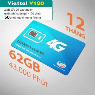 SIM VIETTEL 4G V120 KHUYẾN MẠI NGAY 60gb data truy cập internet tốc độ cao thumbnail