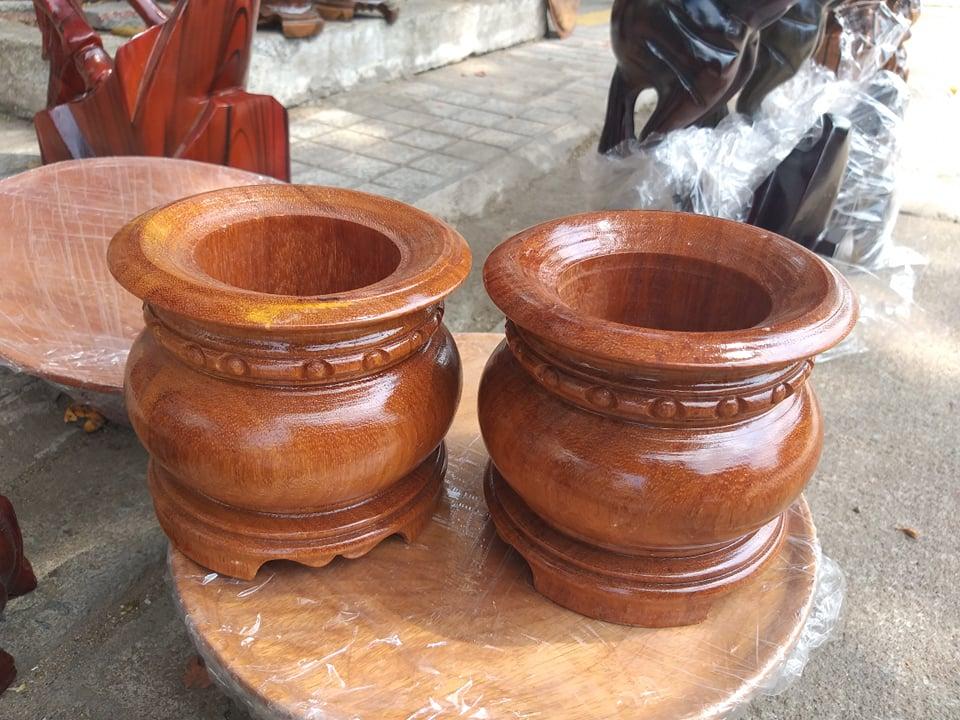 Bát nhang gỗ gỏ ngang 13cm