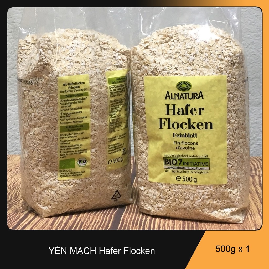 Yến mạch tươi nguyên chất Hafer Flocken 500gr của Đức