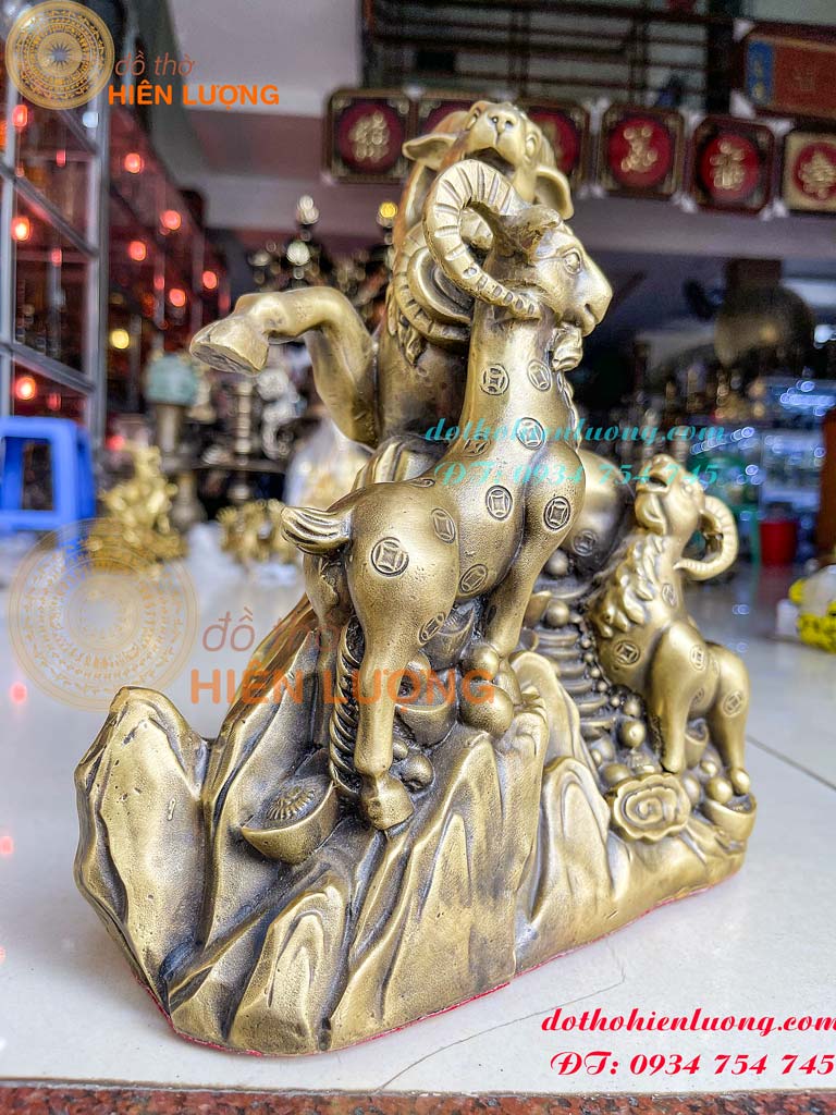Tượng Tam Dương Bằng Đồng Phong Thủy Cao 30cm Nặng 3.6kg