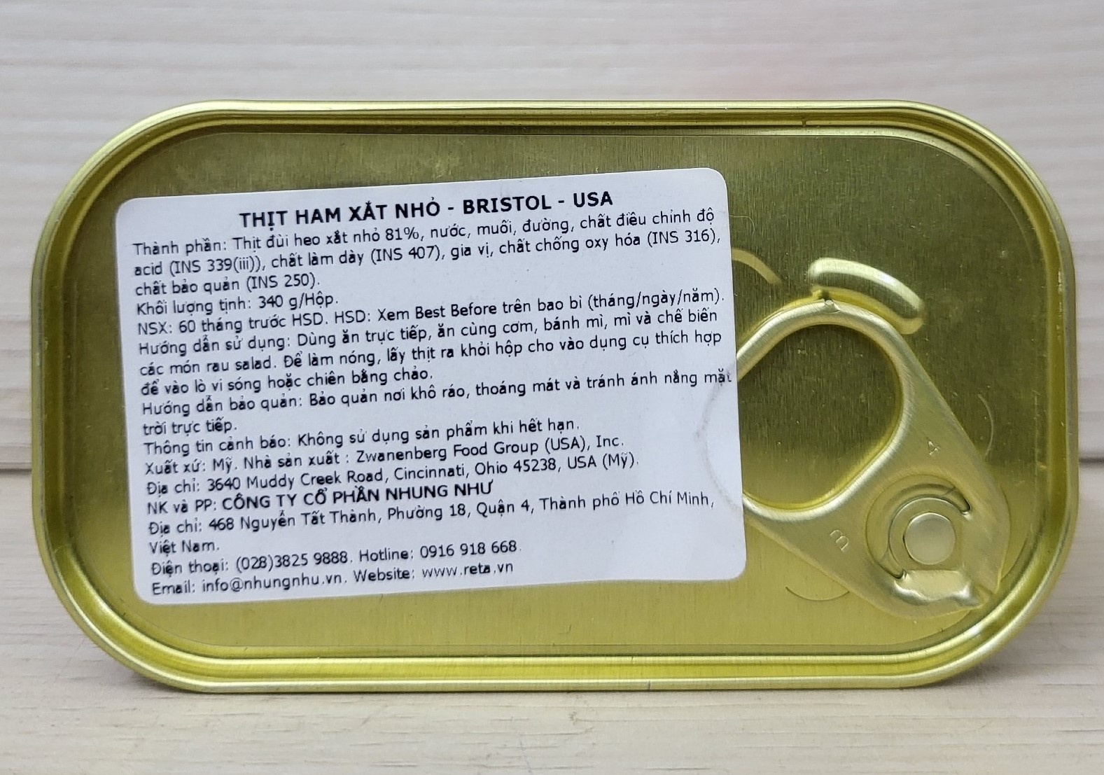 BRISTOL (hộp ĐỎ 340g) THỊT HAM XẮT NHỎ Chopped Ham