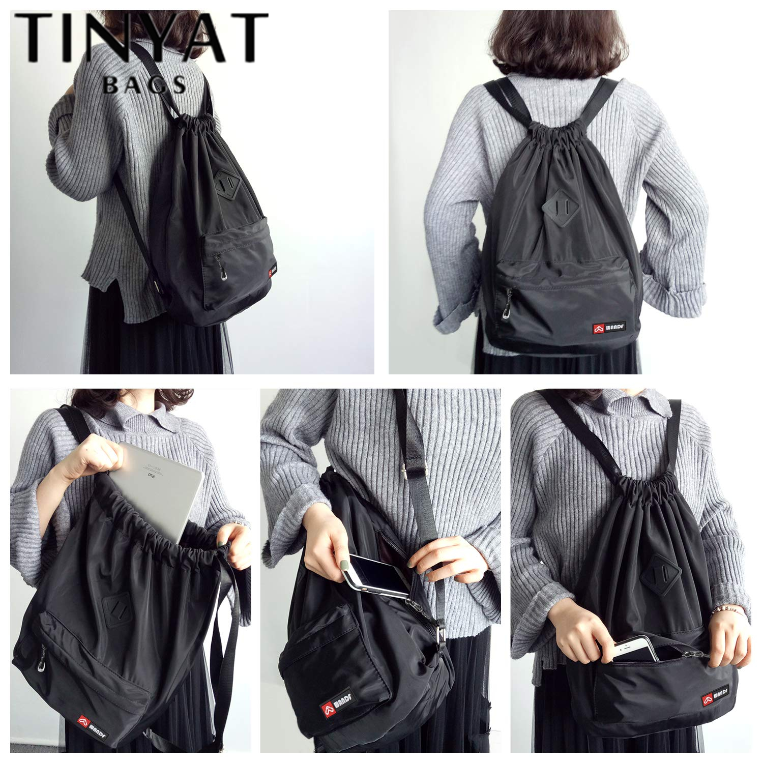 TINYAT Dây Rút Ba Lô Túi Gym Thể Thao Dành Cho Nữ