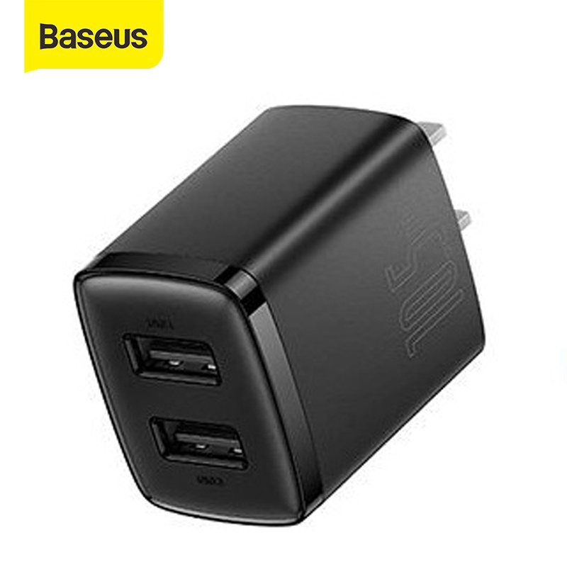 Củ sạc Baseus Compact sạc nhanh 2.1A/10.5W chân tròn trang bị 2 cổng USB ( Trắng )