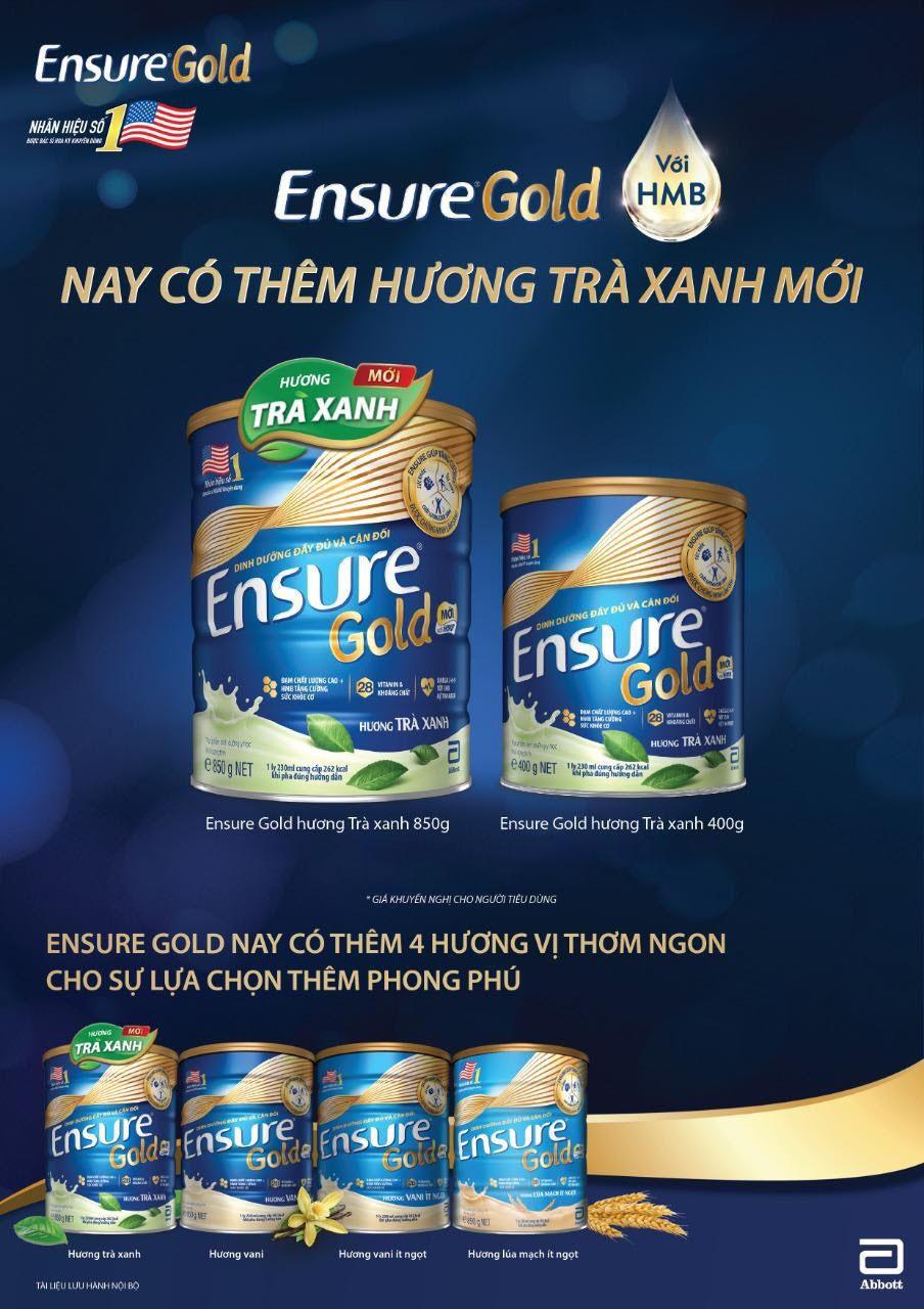 [Vị Trà Xanh] SỮA BỘT ENSURE GOLD 850G VỊ TRÀ XANH MỚI