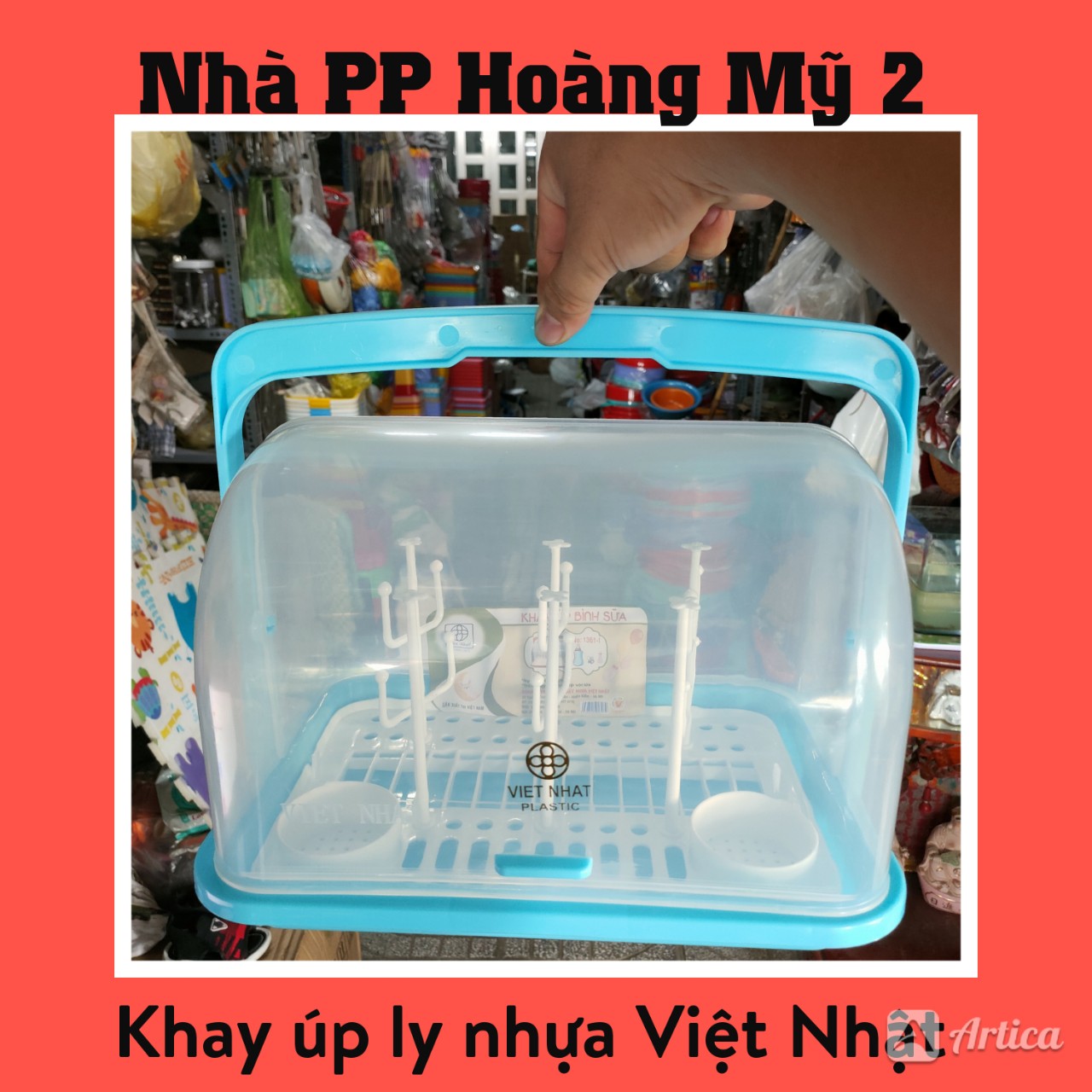 [HCM]Khay Úp Ly - Bình Sữa Có Nắp Đậy Chống Bụi Nhựa Việt Nhật