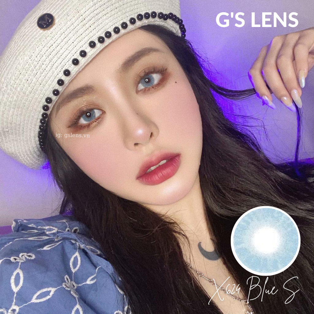 Kính Áp Tròng Xanh Tây Sáng Giãn Ít Size S 14.2mm Có 0 Đến 6 Độ Cận X624 Blue -  G'S LENS