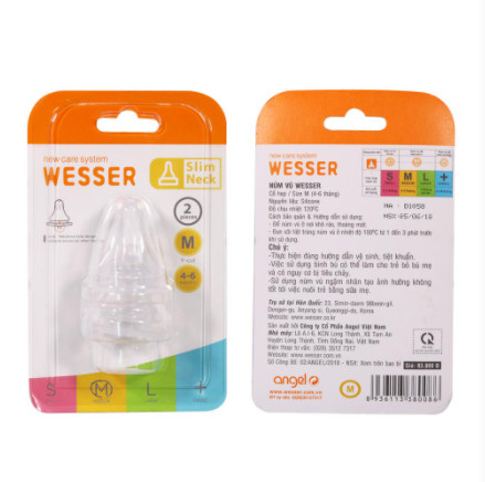 {CHÍNH HÃNG} - Núm ty Wesser cổ hẹp đủ size vỉ 2 núm