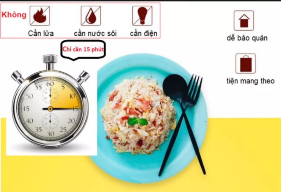 Cơm ăn liền ( Cơm tự sôi ) . Cơm cà ri gà