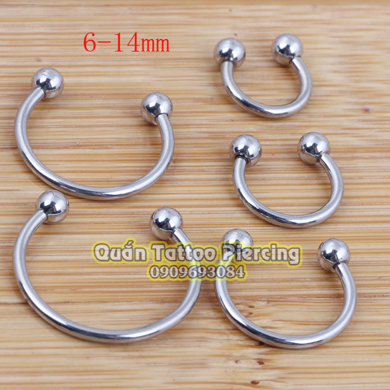 Khuyên mũi chữ u, Hình Chữ C, khuyên mũi môi tai Bằng Thép Titan không rỉ