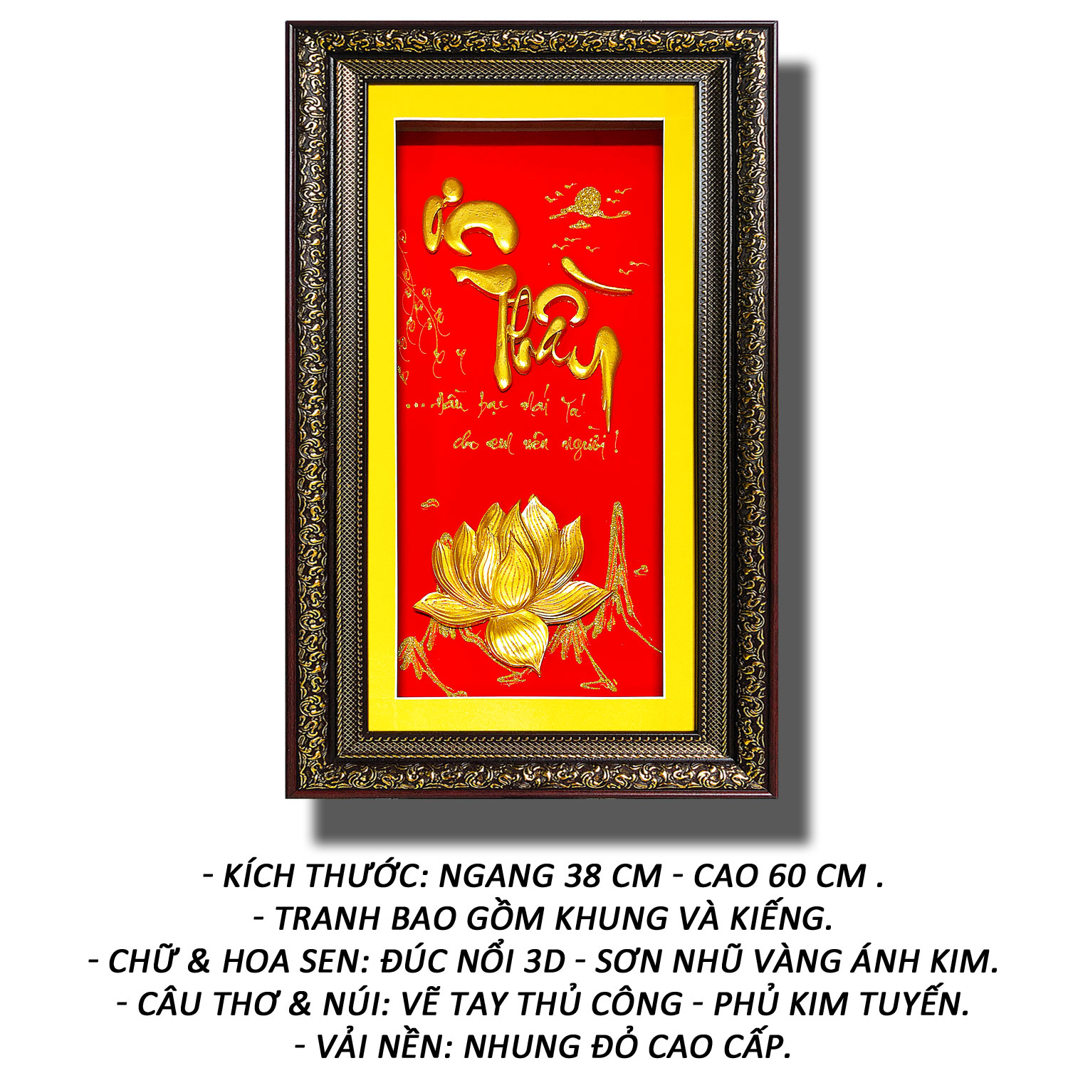 Tranh treo tường - Chữ Ơn Thầy (KT 38 X 60CM)- Tranh Minh Hiền