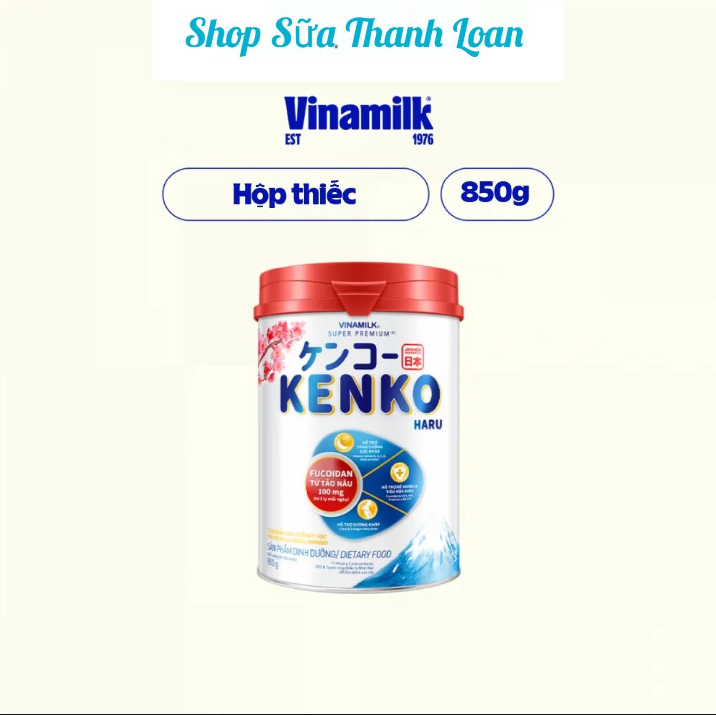 (HSD T10-2025) SỮA BỘT VINAMILK KENKO HARU - HỘP 850G.