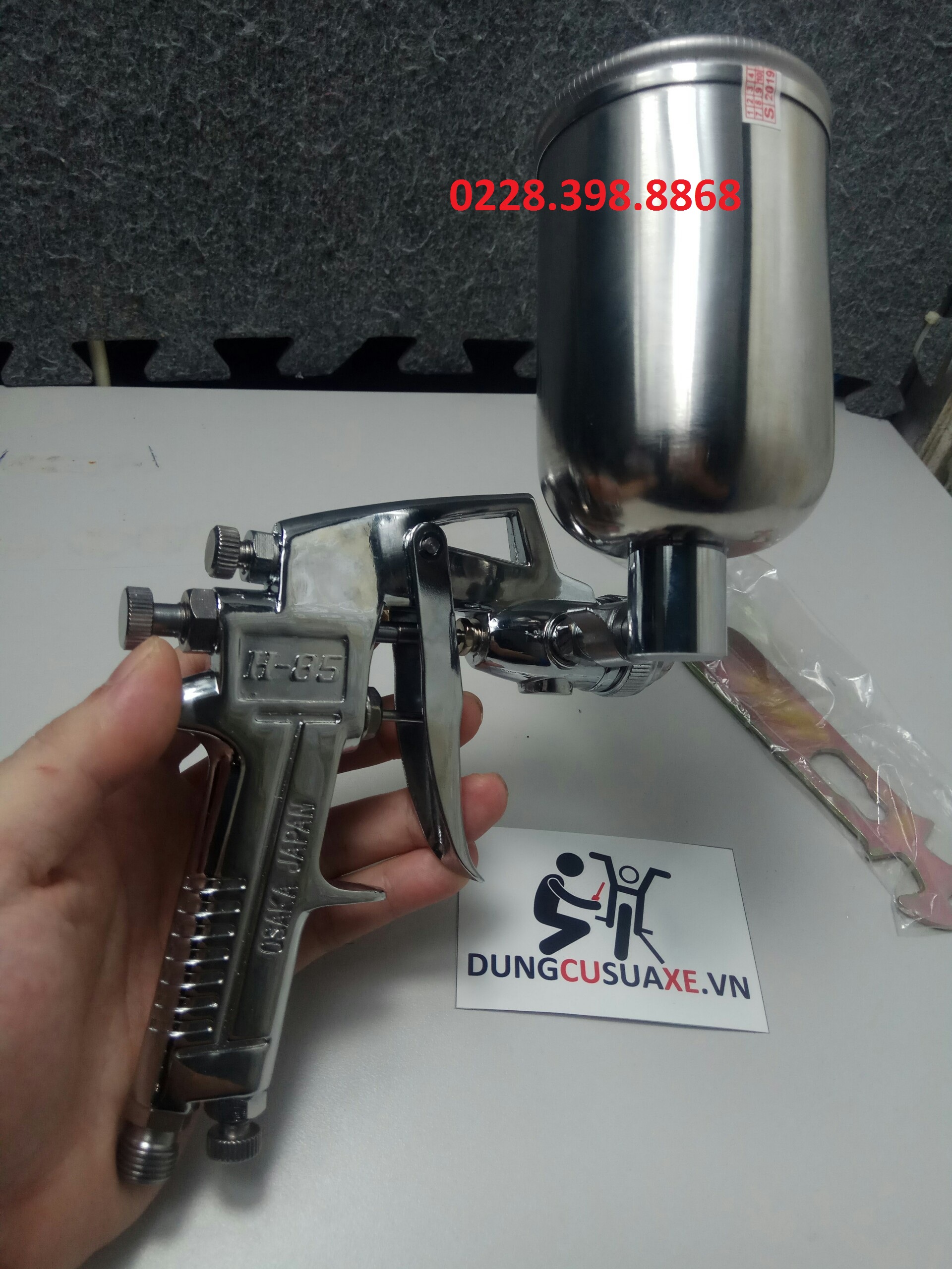 [HÀNG CHÍNH HÃNG] [ ẢNH THẬT] súng phun sơn H85 ca inox xịn [CHO KHÁCH XEM HÀNG]