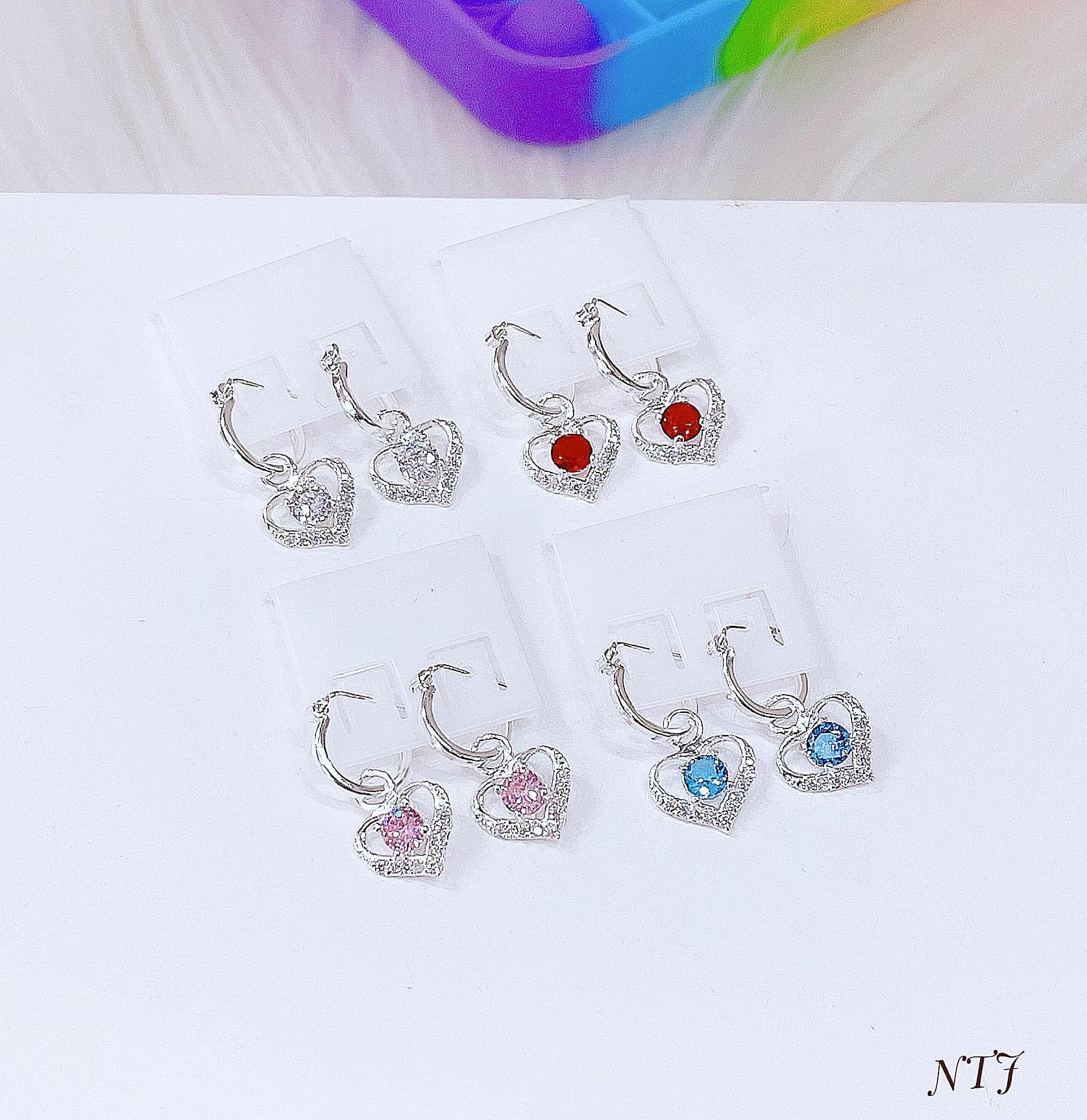 Bông tai trẻ em mặt tim chất liệu bạc s925 MS54a