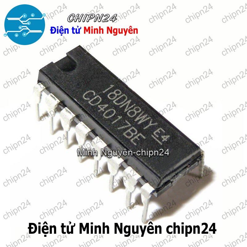[4 con] (DIP) IC CD4017 DIP-16 (CD4017BE) (IC đếm thập phân hệ 10) - HH000341