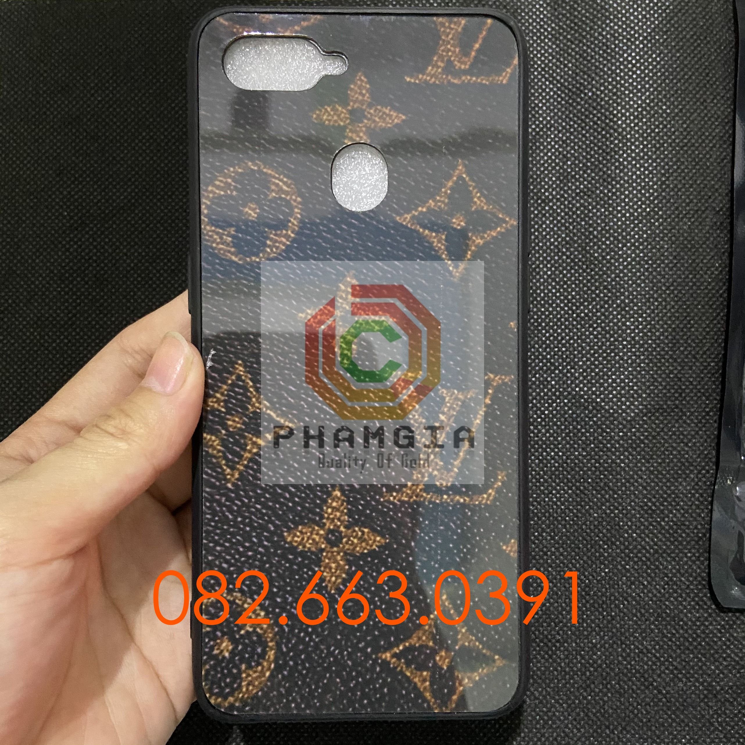 Ốp lưng in hình LV ép kính chống bể cho Oppo F9/oppo A7/oppo A5S/ Oppo a71