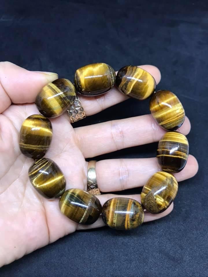 [HCM]VÒNG TAY LU THỐNG  ĐÁ MẮT HỔ NÂU VÀNG 16LY