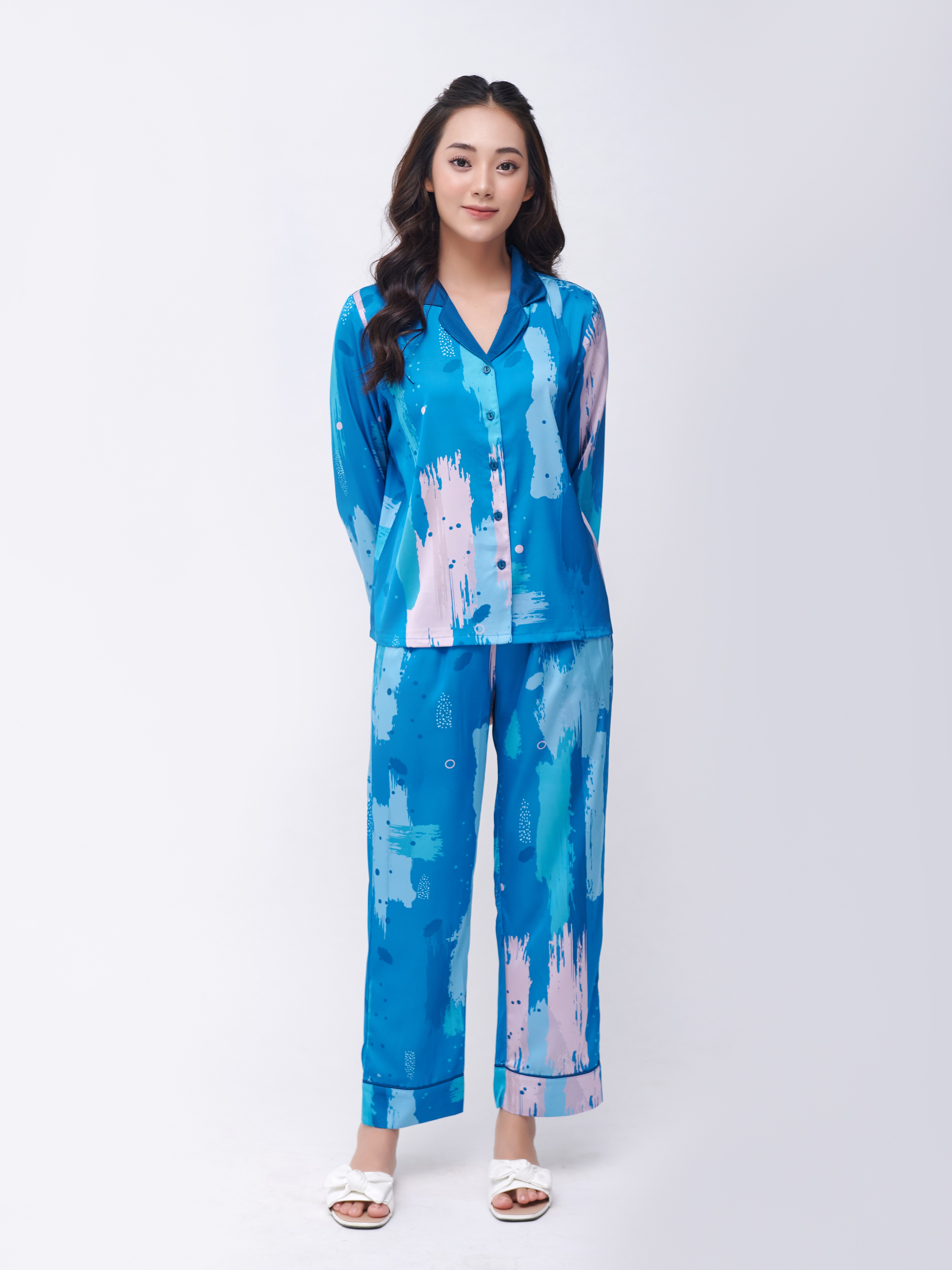 WINNY - Bộ Đồ Dài Suông Lụa Satin Nữ Mặc Nhà 2MNSA22607D