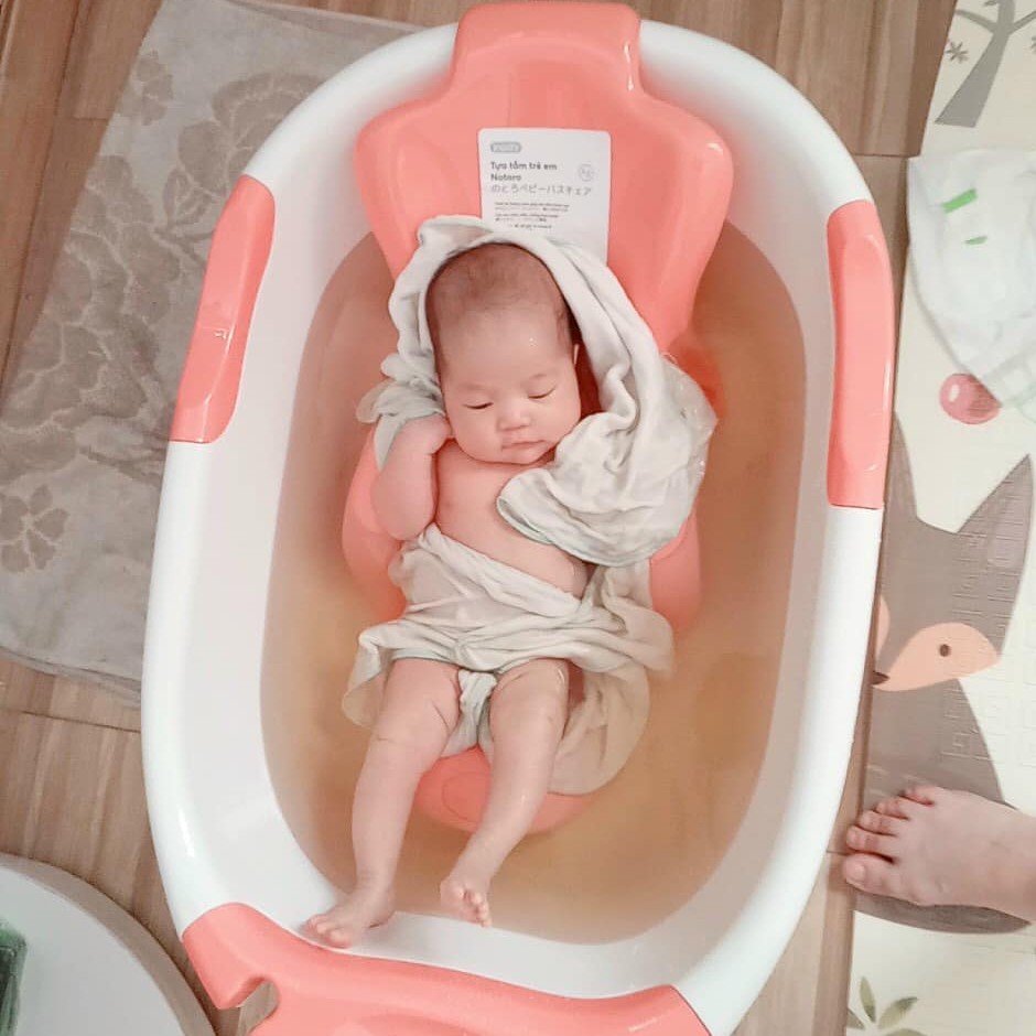 Chậu Tắm Cho bé sơ sinh loại to kèm tựa lưng nhựa cho trẻ em notoro Inochi
